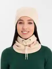 Бежевый шапка и снуд, женский теплый комплект