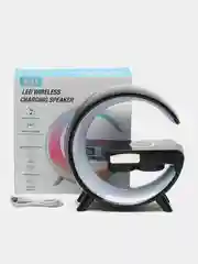 Белый умная RGB лампа с беспроводной зарядкой, ночник, колонка, часы