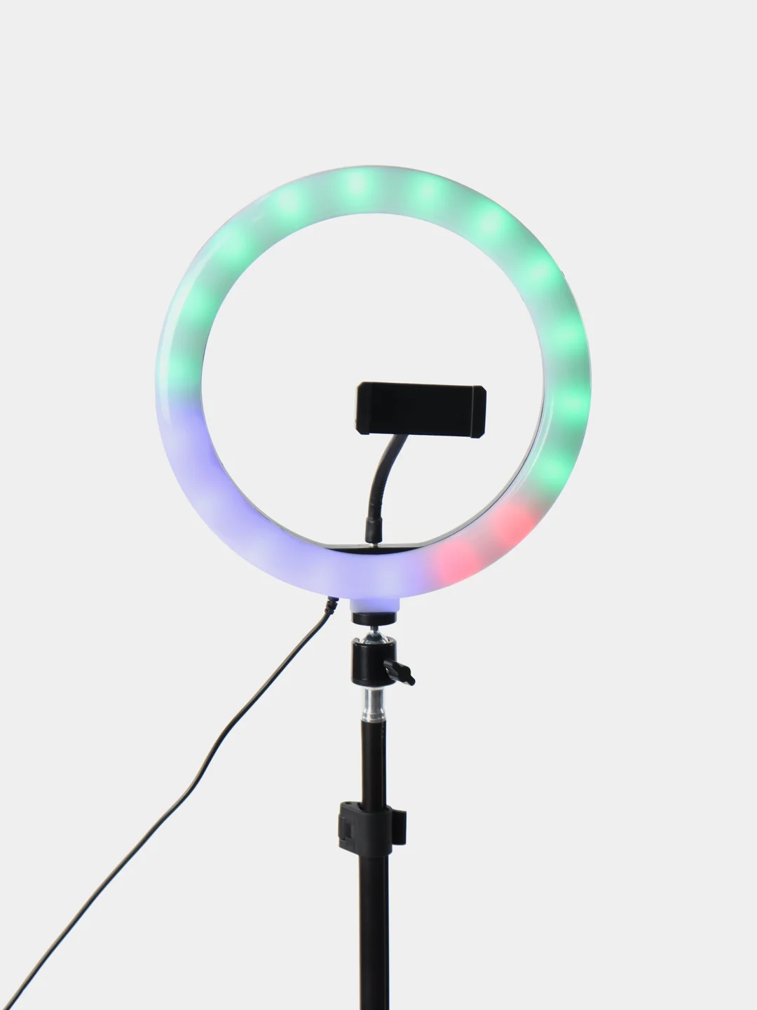Кольцевая селфи лампа RGB, 26 см, на штативе, 1,6 м, с селфи-пультом