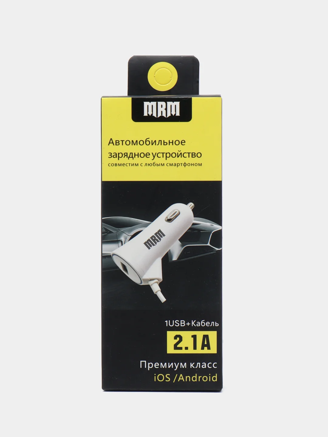 Белый азу / Micro USB / Lightning / 2,1А / 1m / автомобильное зарядное устройство