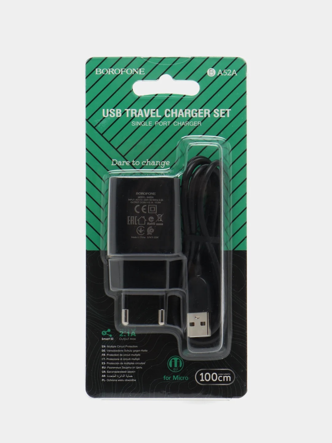 Черный блок питания 2.1А с кабелем Micro USB/сетевое зарядное устройство