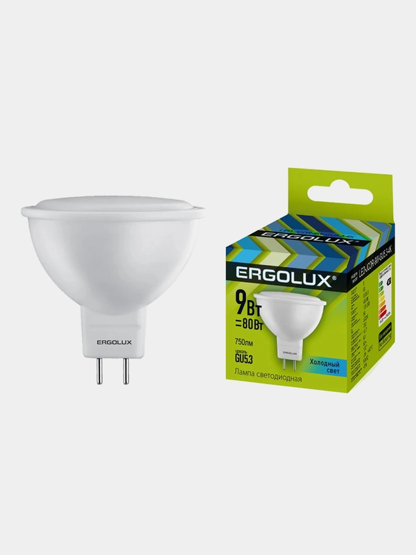 Светодиодные лампы 10 шт Ergolux LED-JCDR-9W-GU5.3-4K