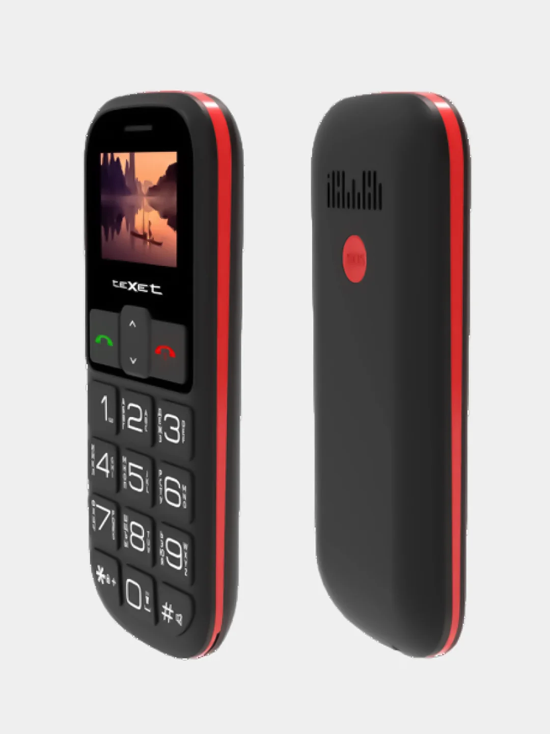 Черный мобильный телефон teXet TM-B322, для пожилых