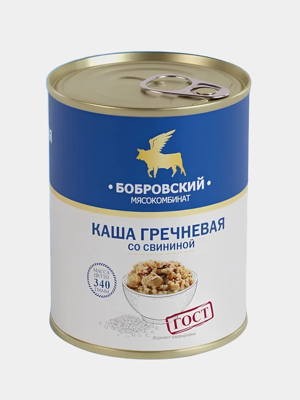 Каша гречневая со свининой Бобровский, 340 грамм