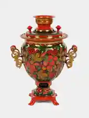 Алый самовар электрический "Хохлома", с подносом, чайником, 3 л