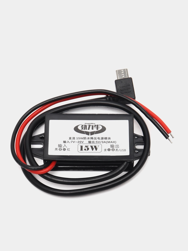 Адаптер питания автомобильный вход 12VDC выход 5VDC 3A micro-USB угловой