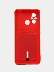 Красный чехол для Xiaomi Redmi 12C, Сяоми Редми 12С силиконовый, с карманом для карты