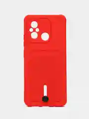 Красный чехол для Xiaomi Redmi 12C, Сяоми Редми 12С силиконовый, с карманом для карты