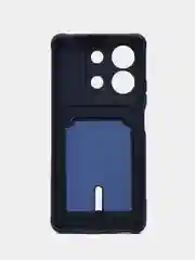 Темно-синий чехол на Xiaomi Redmi Note 13 (Сяоми Редми Нот 13), силиконовый, с карманом для карты