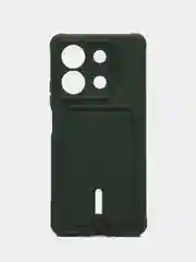 Тёмно-зелёный чехол на Xiaomi Redmi Note 13 (Сяоми Редми Нот 13), силиконовый, с карманом для карты