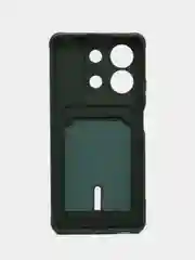Темно-синий чехол на Xiaomi Redmi Note 13 (Сяоми Редми Нот 13), силиконовый, с карманом для карты