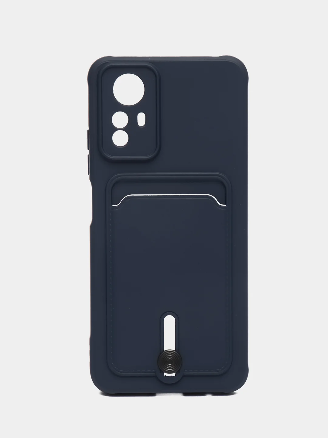 Синий чехол на Redmi Note 12S (Редми Нот 12с), силиконовый, с карманом для карты