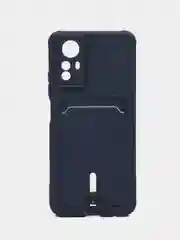 Синий чехол на Redmi Note 12S (Редми Нот 12с), силиконовый, с карманом для карты