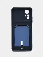 Синий чехол на Redmi Note 12S (Редми Нот 12с), силиконовый, с карманом для карты