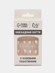Накладные ногти с блестками Shine, с клеевыми пластинами, квадрат, 12 штук