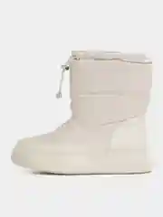 Белый дутики женские зимние, с натуральным мехом