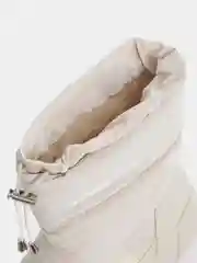 Белый дутики женские зимние, с натуральным мехом