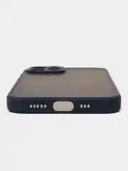 Темно-синий чехол на iPhone 12 Pro / Айфон 12 Про, пластиковый, матовый, с цветными кнопками