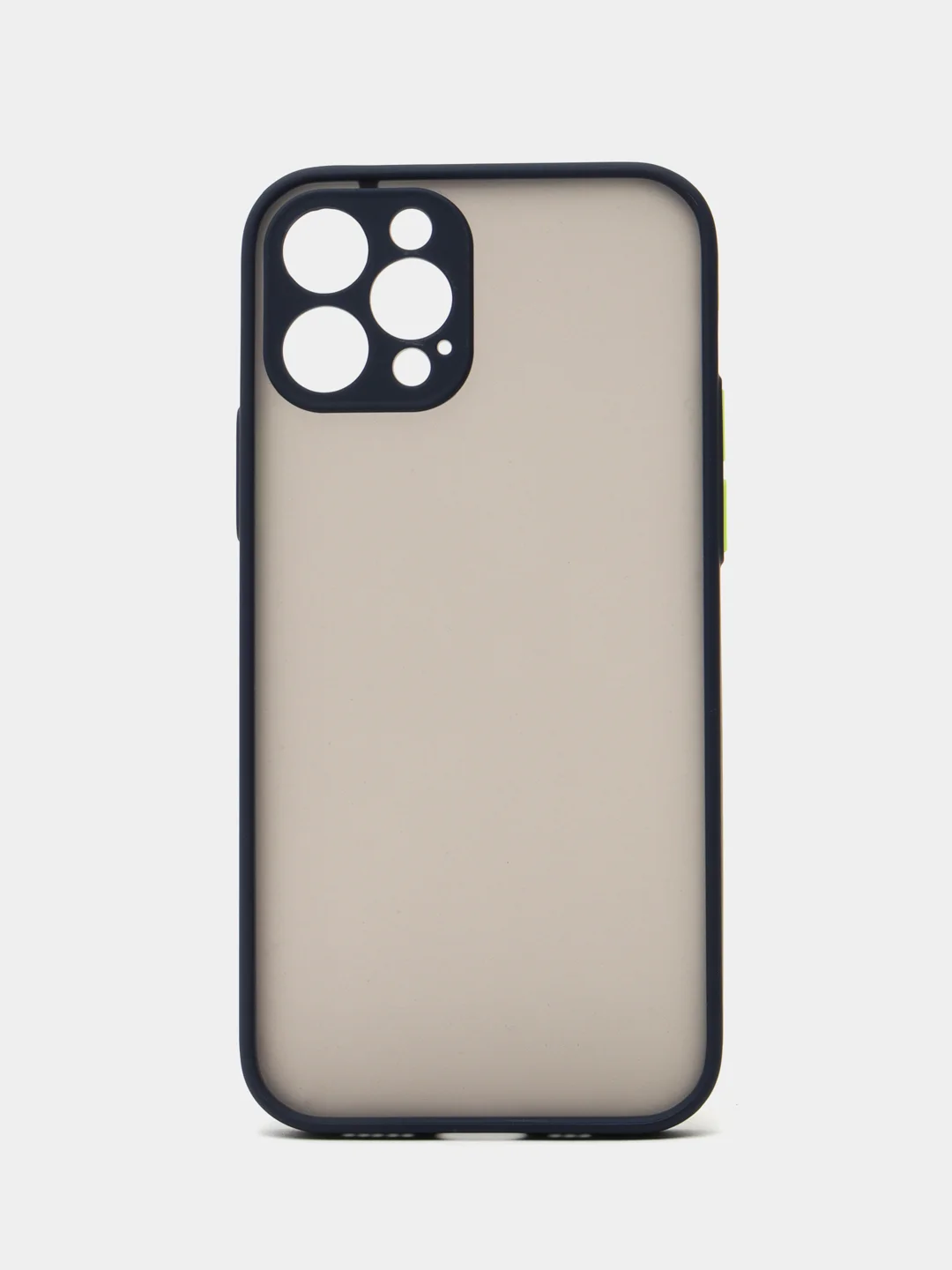 Темно-синий чехол на iPhone 12 Pro / Айфон 12 Про, пластиковый, матовый, с цветными кнопками