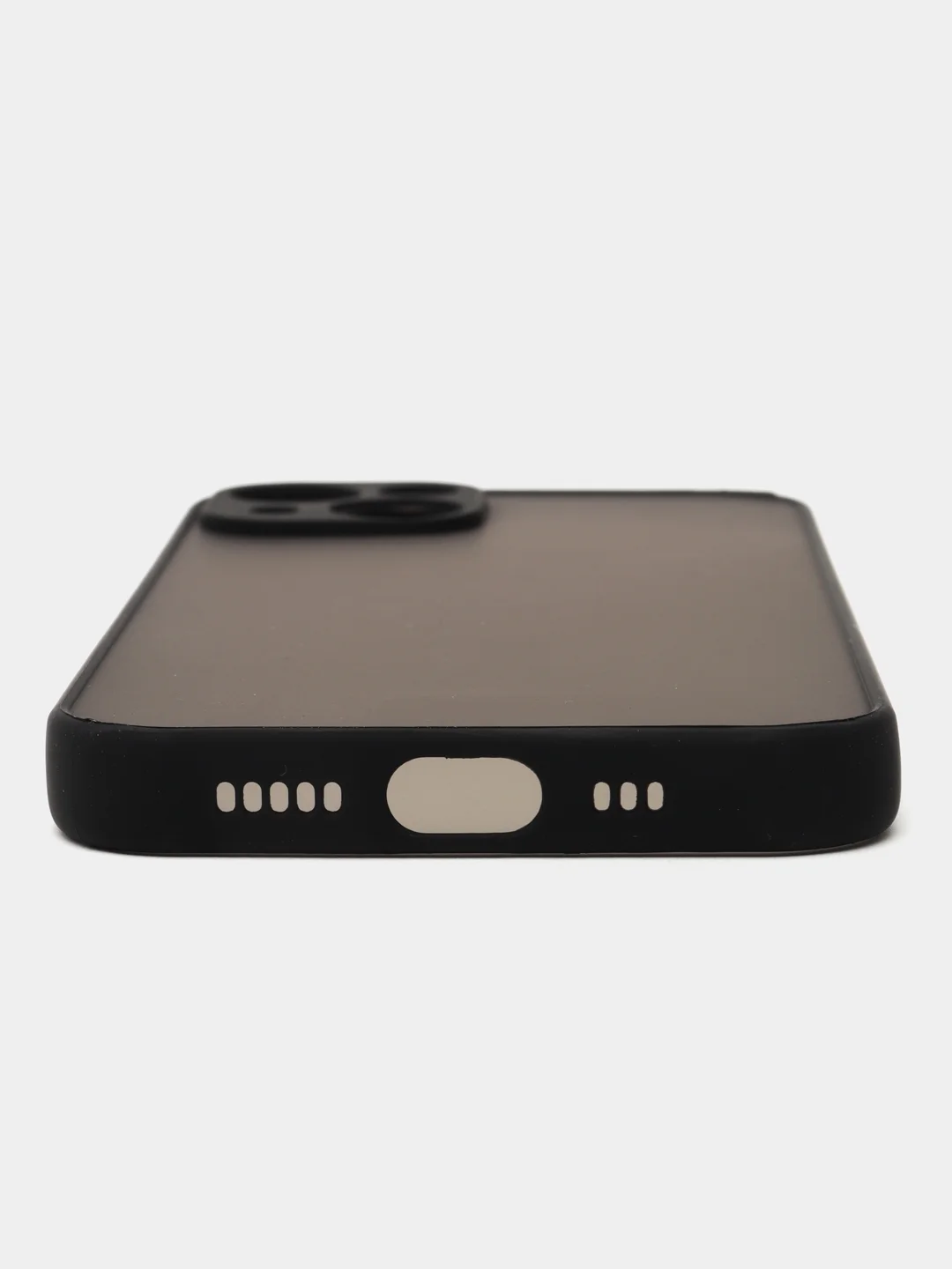 Темно-синий чехол iPhone 13 (Айфон 13), пластиковый, матовый, с цветными кнопками