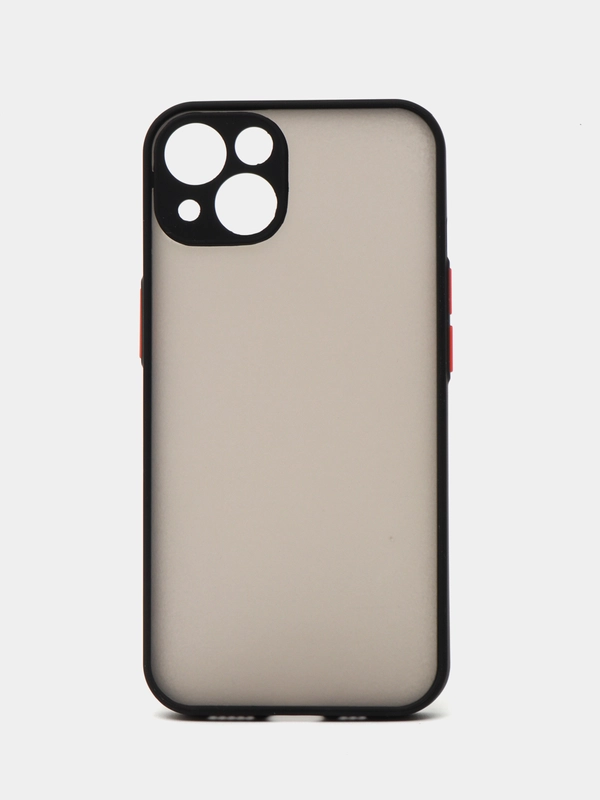 Чехол iPhone 13 (Айфон 13), пластиковый, матовый, с цветными кнопками
