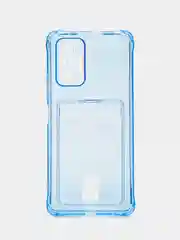Голубой чехол Xiaomi Redmi Note 10 Pro, Сяоми Редми Нот 10 Про прозрачный, с карманом для карты