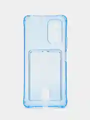 Голубой чехол Xiaomi Redmi Note 10 Pro, Сяоми Редми Нот 10 Про прозрачный, с карманом для карты