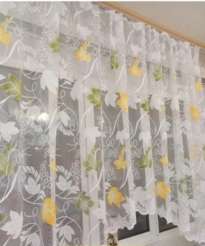 Тюль готовая на кухню жаккард