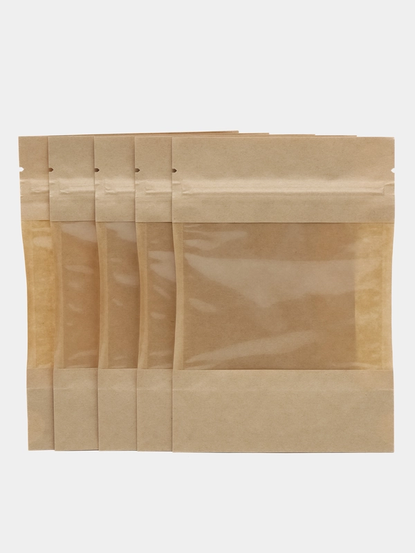 Крафт-пакет, с zip-lock (зип-лок) замком и прозрачным окном