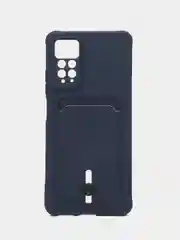 Синий меланж чехол Xiaomi Redmi Note 11 Pro / Note 12 Pro, Редми Нот 11 про с карманом для карты