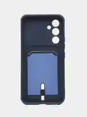 Синий меланж чехол для Samsung Galaxy A54 5G, Самсунг Галакси А54 5Г, силиконовый, с карманом для карты