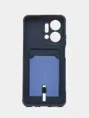 Синий чехол для Huawei Honor X7a (Хуавей Хонор Х7а) силиконовый, с карманом для карты