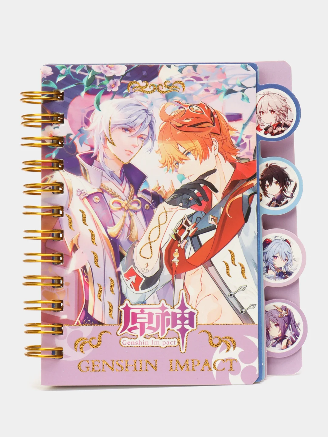 Бежевый блокнот по аниме игре "Genshin Impact" (Геншин Импакт) с обложкой из плотного картона