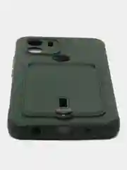 Тёмно-зелёный чехол Xiaomi Redmi A1 Plus A2+ Poco C51 Редми А1 Плюс силиконовый, с карманом для карты