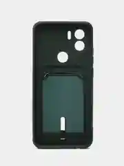 Тёмно-зелёный чехол Xiaomi Redmi A1 Plus A2+ Poco C51 Редми А1 Плюс силиконовый, с карманом для карты