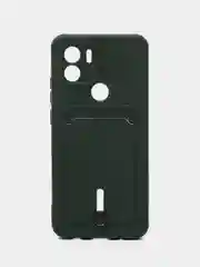 Тёмно-зелёный чехол Xiaomi Redmi A1 Plus A2+ Poco C51 Редми А1 Плюс силиконовый, с карманом для карты