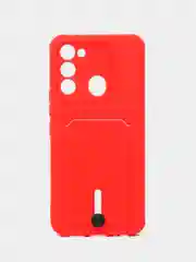 Красный чехол Tecno Spark GO 2022/Tecno Spark 8C (Спарк Го/8С), силиконовый, с карманом для карты