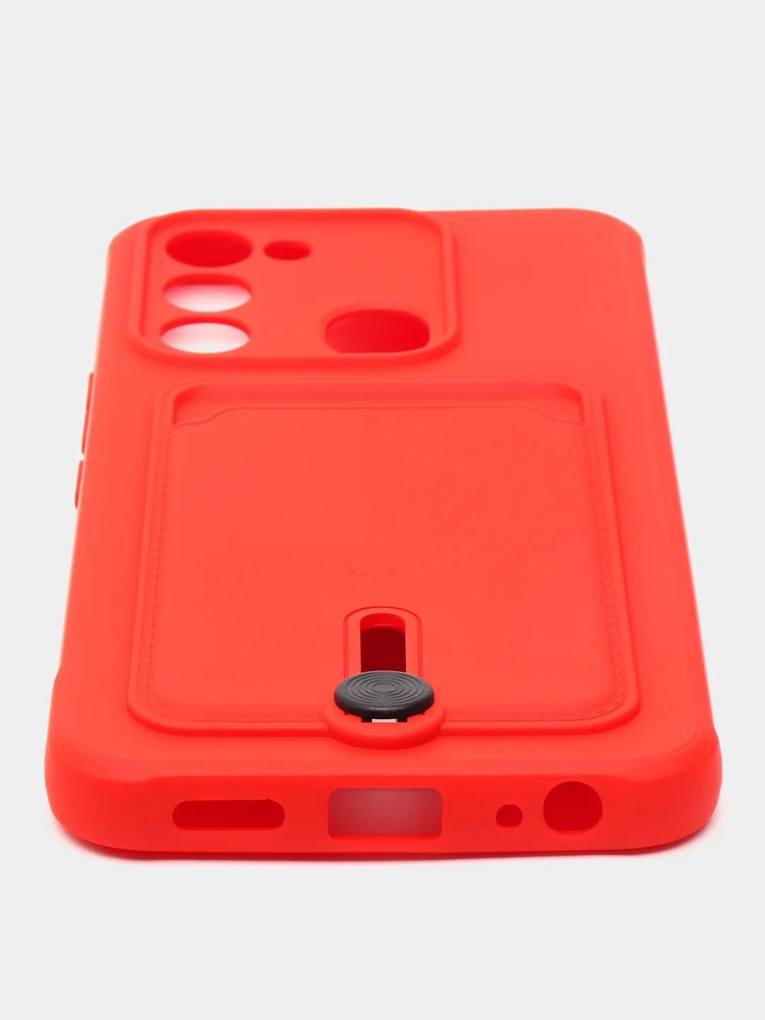 Красный чехол Tecno Spark GO 2022/Tecno Spark 8C (Спарк Го/8С), силиконовый, с карманом для карты