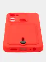Красный чехол Tecno Spark GO 2022/Tecno Spark 8C (Спарк Го/8С), силиконовый, с карманом для карты