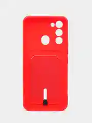 Красный чехол Tecno Spark GO 2022/Tecno Spark 8C (Спарк Го/8С), силиконовый, с карманом для карты
