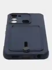 Темно-синий чехол Tecno Spark GO 2022/Tecno Spark 8C (Спарк Го/8С), силиконовый, с карманом для карты