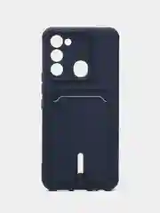 Темно-синий чехол Tecno Spark GO 2022/Tecno Spark 8C (Спарк Го/8С), силиконовый, с карманом для карты
