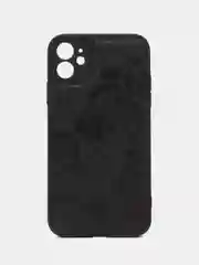Черный кожаный чехол с принтом на iPhone XR, 11, 12, 13, 14, 15, Pro, Max