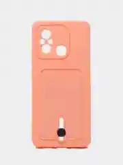 Пудровый чехол для Xiaomi Redmi 12C, Сяоми Редми 12С силиконовый, с карманом для карты