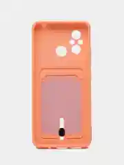 Пудровый чехол для Xiaomi Redmi 12C, Сяоми Редми 12С силиконовый, с карманом для карты