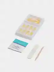 Желтый накладные ногти с дизайном