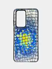 Серебряный чехол Huawei P40, P40 Pro, Хуавей П40, П40 Про, силиконовый, имитация змеиной кожи
