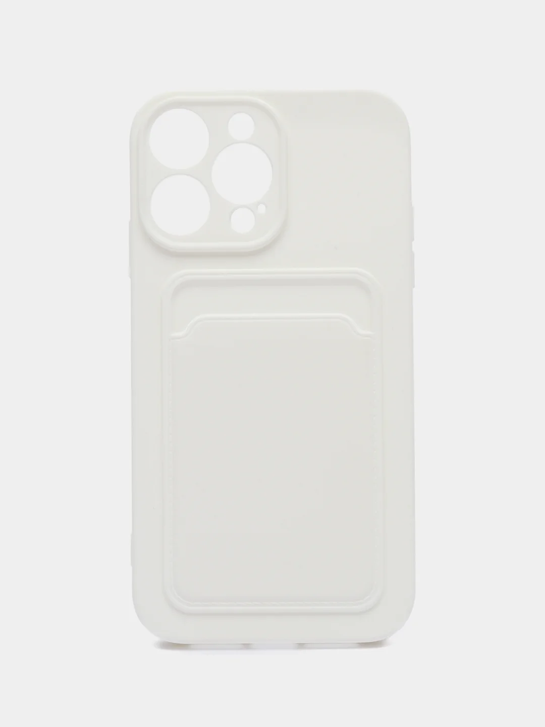 Белый чехол на iPhone 14 Pro с кармашком для карты, с защитой для камеры