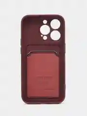 Марсала чехол на iPhone 14 Pro с кармашком для карты, с защитой для камеры