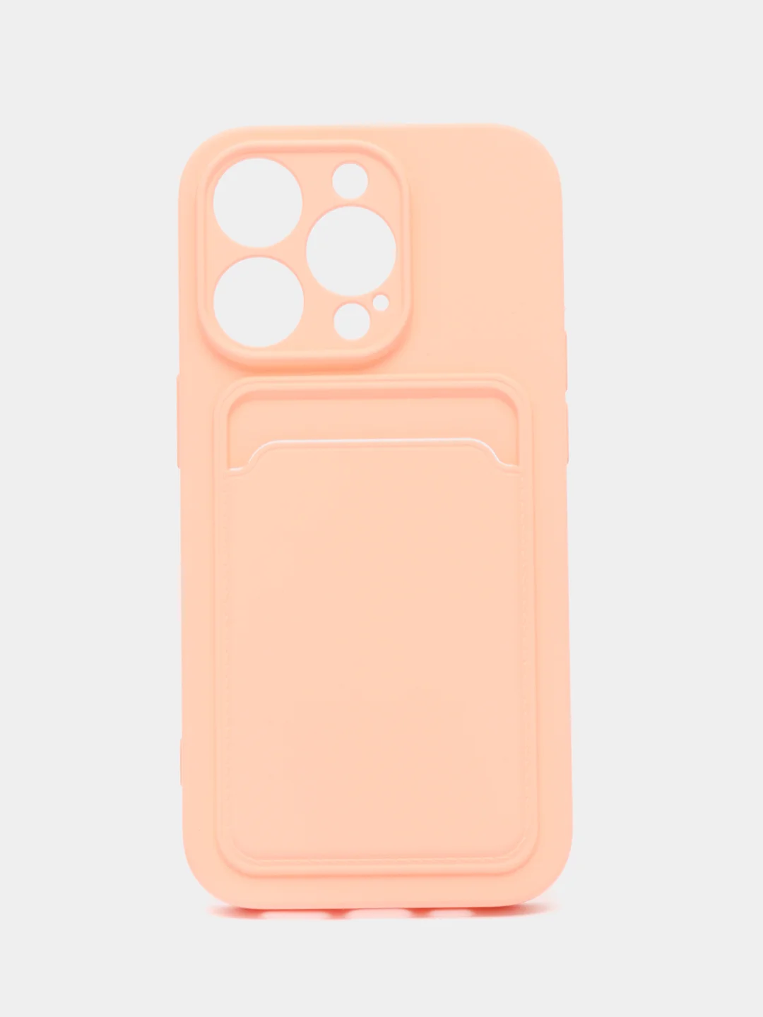 Пудровый чехол на iPhone 14 Pro с кармашком для карты, с защитой для камеры